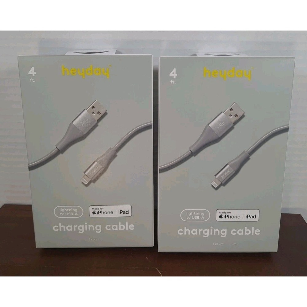 Set Of 2 Heyday 4 Foot USB-A Fast Charging Cable iPhone & IPad